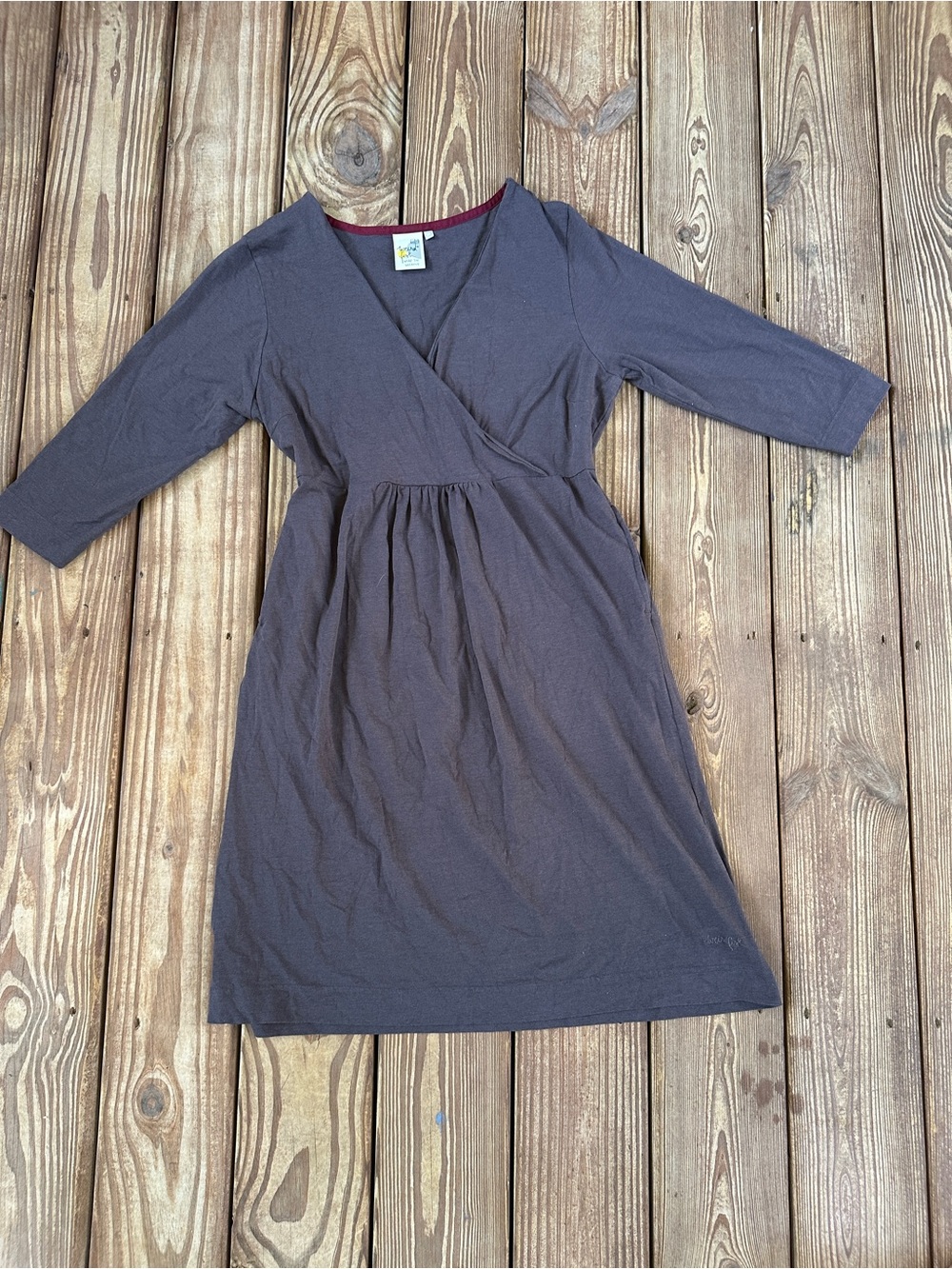 Weird Fish V Neck Empire Waist Jersey Dress Gray Size 16